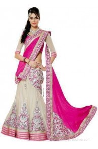 ZofeyFashion Embriodered Lehenga Saree Georgette, Net, Chiffon, Jacquard Sari